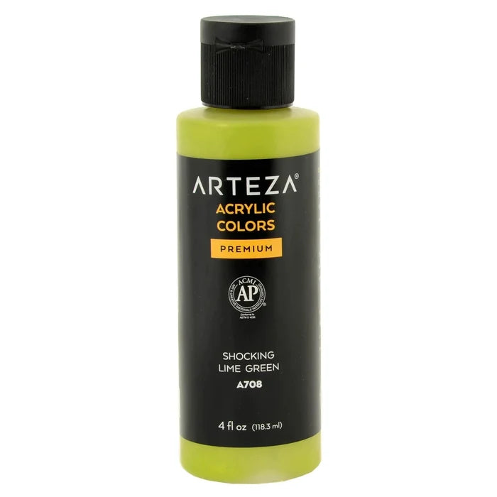 Shocking Lime Green A708 Arteza Acrylic Colour Paint in a 118ml bottle