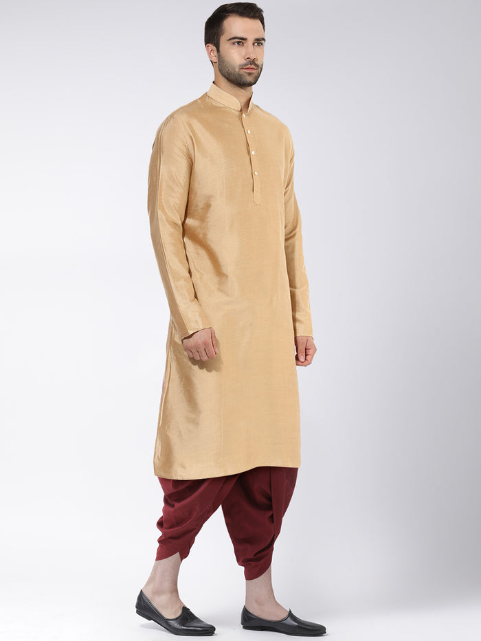 Beige Art Silk Solid Long Kurta