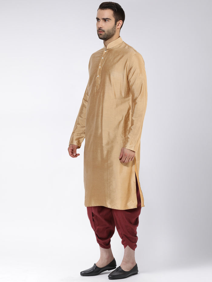 Beige Art Silk Solid Long Kurta