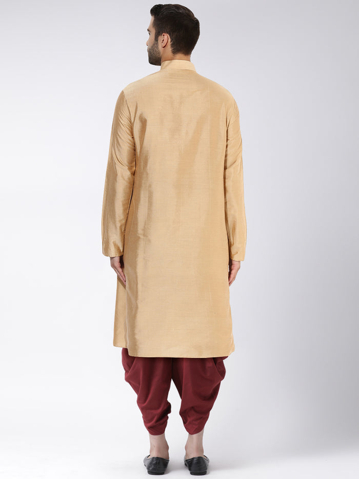 Beige Art Silk Solid Long Kurta
