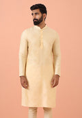 Beige Silk Blend Solid Long Kurta