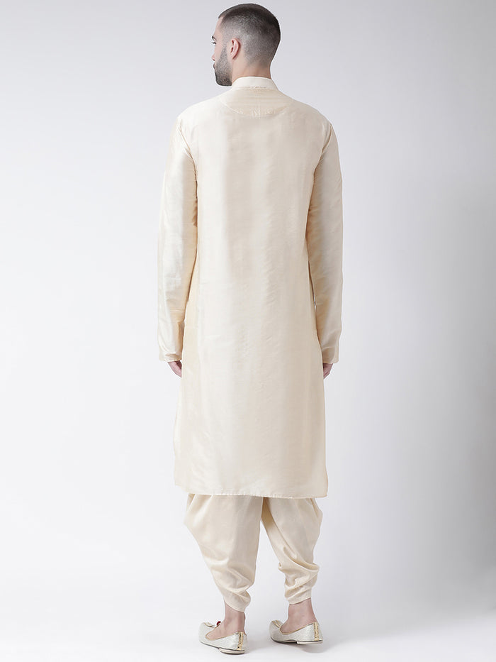 Beige Silk Blend Solid Long Kurta