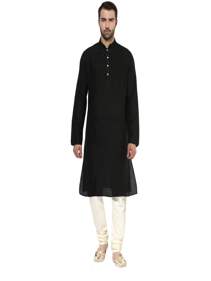 Black Cotton Plain Kurta