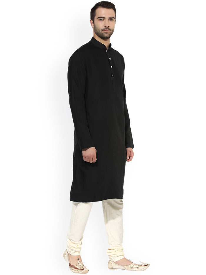 Black Cotton Plain Kurta