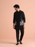 Black Silk Animal Embroidered Jacket Set