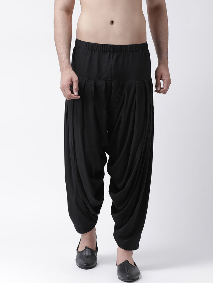 Black Solid Elasticated Patiala