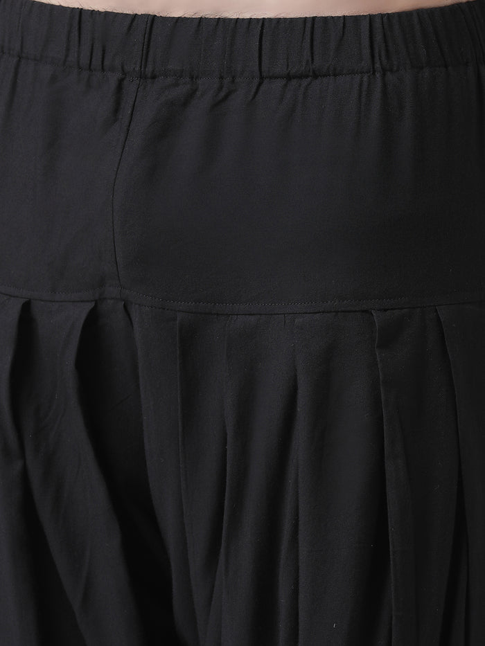Black Solid Elasticated Patiala