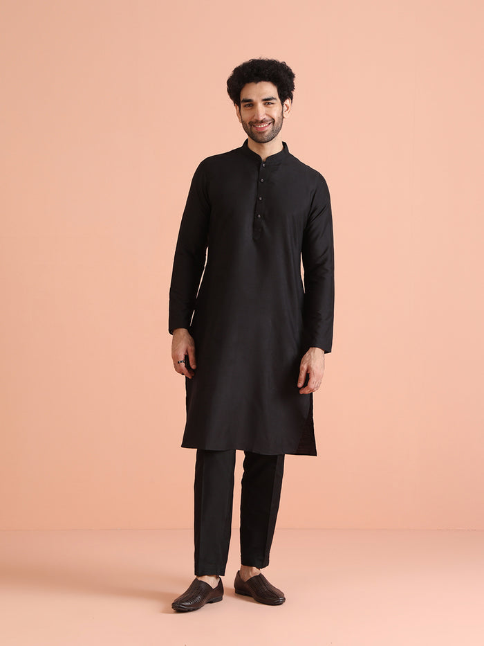 Black Thread Work Jacket Kurta Trouser Set