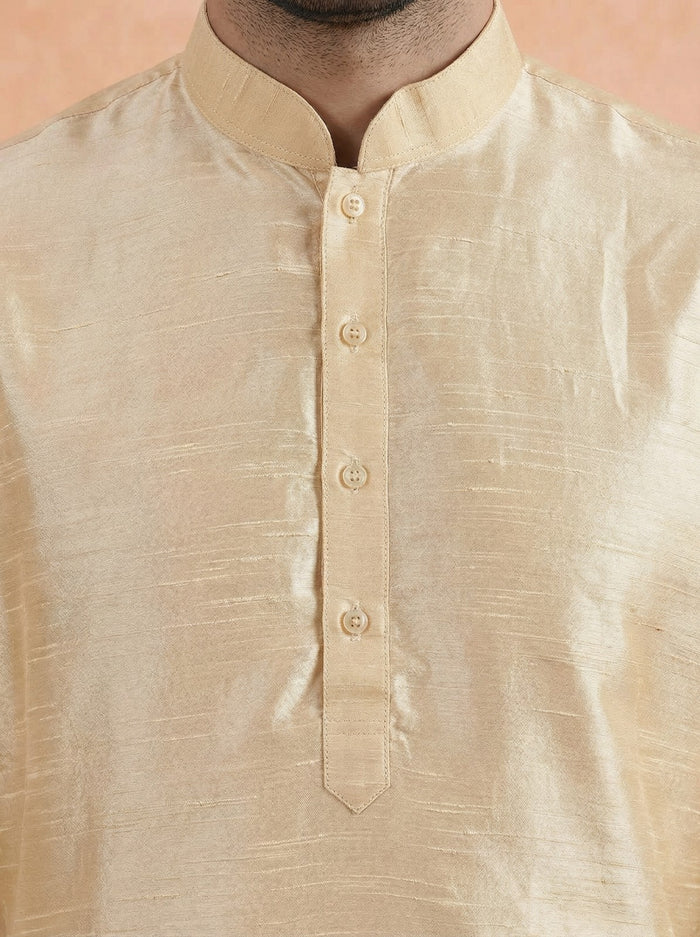 Cream Solid Silk Blend Kurta