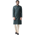 Dark Green Silk Blend Solid Kurta Churidar Set