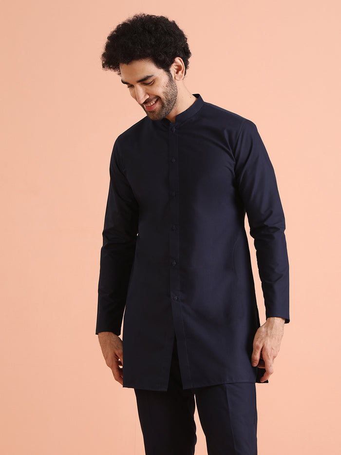 Elegant Navy Blue Plain Kurta