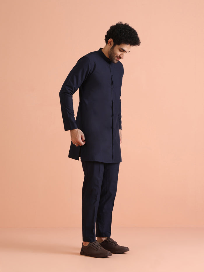 Elegant Navy Blue Plain Kurta
