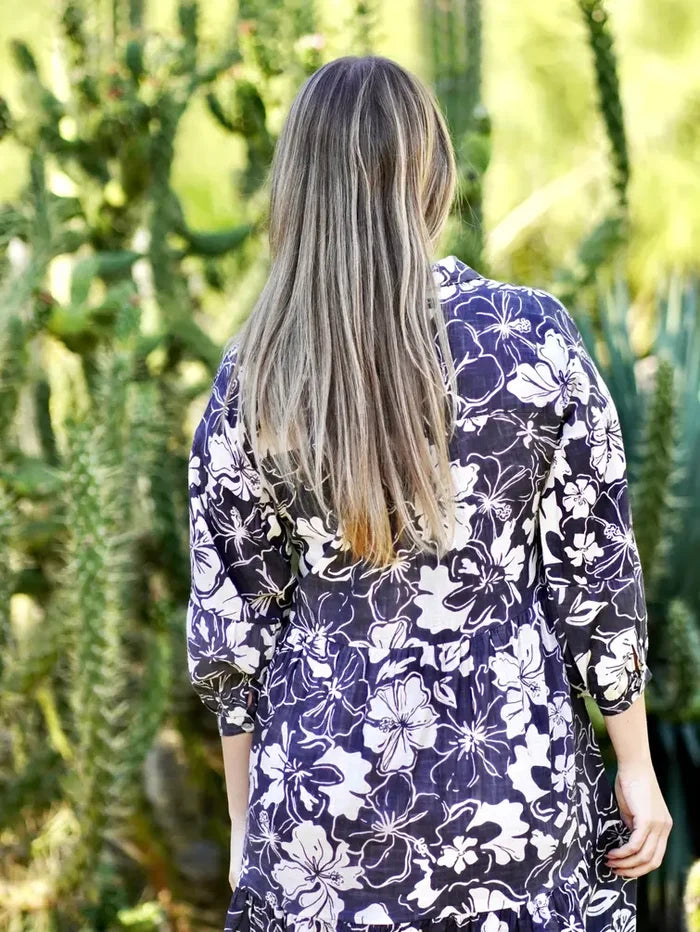 Elise Floral Print Maxi Dress Black White