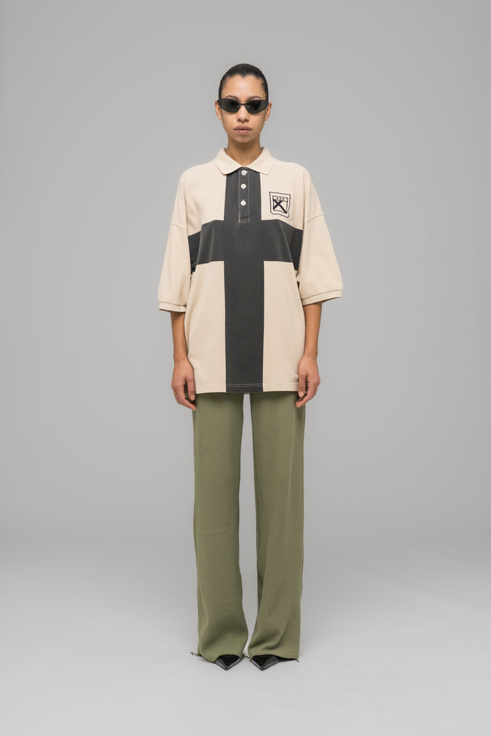 "FAINTING CROSS" OVERSIZED POLO SHIRT - 032c