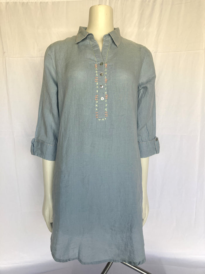 Harbor Stitch Linen Tunic Dress