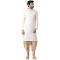 Ivory Solid Kurta Golden Dhoti Set