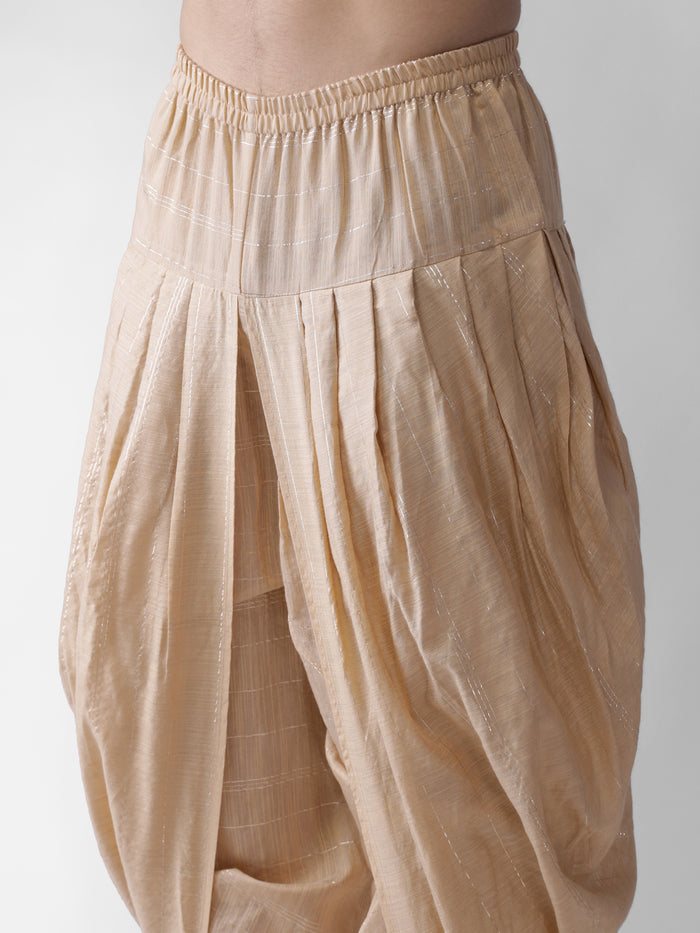 Ivory Solid Kurta Golden Dhoti Set