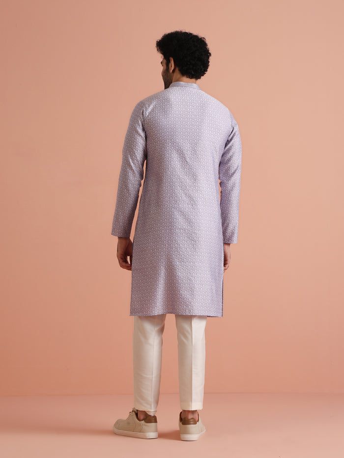 Lavender Printed Silk Blend Kurta