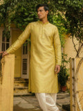 Lime Green Solid Plain Kurta