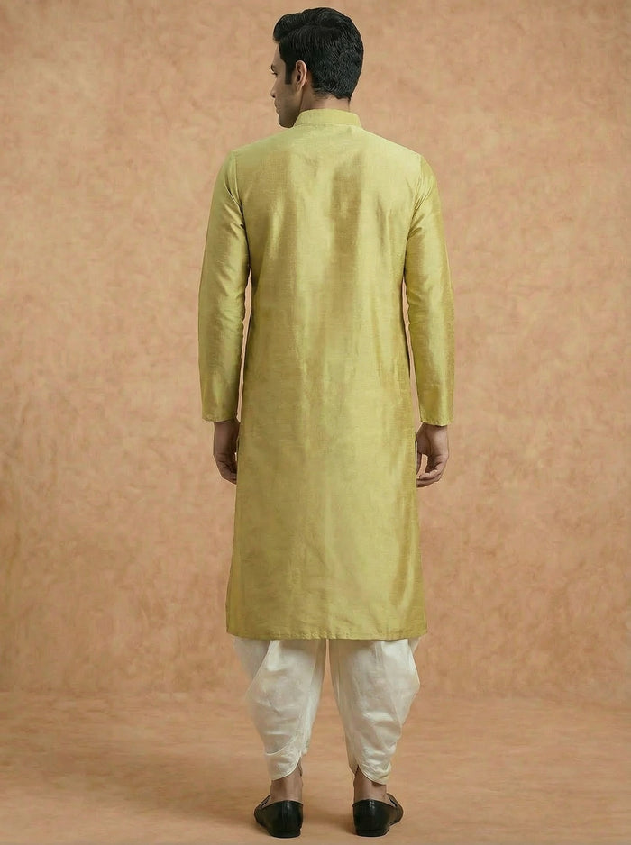 Lime Green Solid Plain Kurta