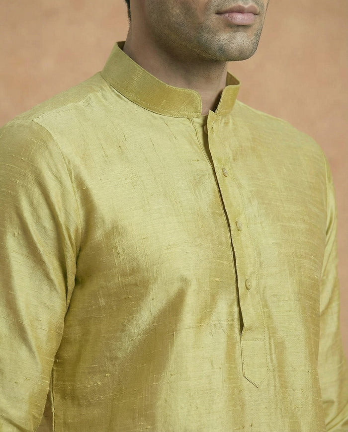 Lime Green Solid Plain Kurta