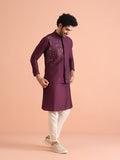 Maroon Mirror Work Jacket Kurta Trouser Set