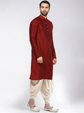 Maroon Silk Blend Solid Long Kurta