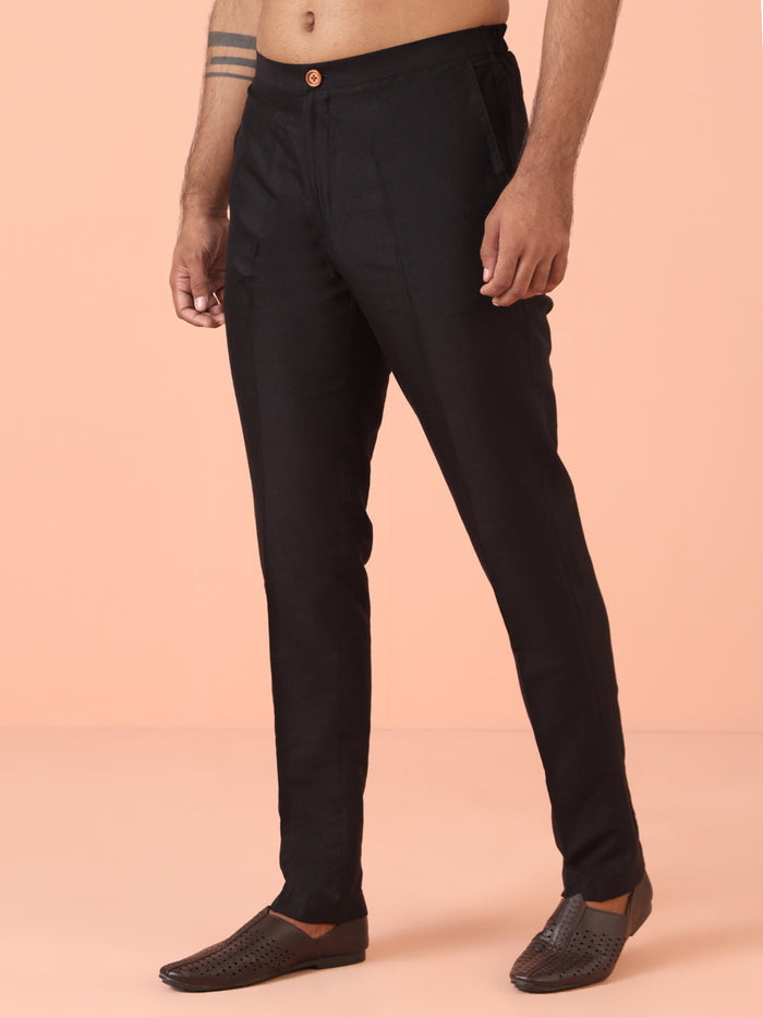 Men Black Embellished Kurta Trouser Set