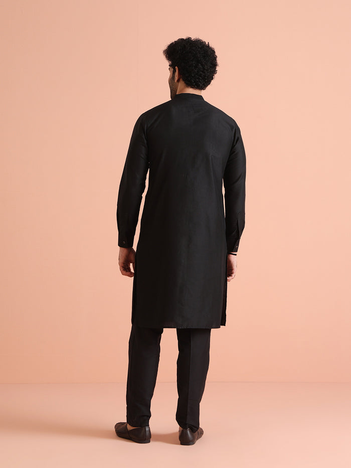Men Black Embellished Rhine Stone Kurta