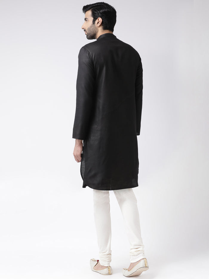 Men Black Solid Dyed Kurta
