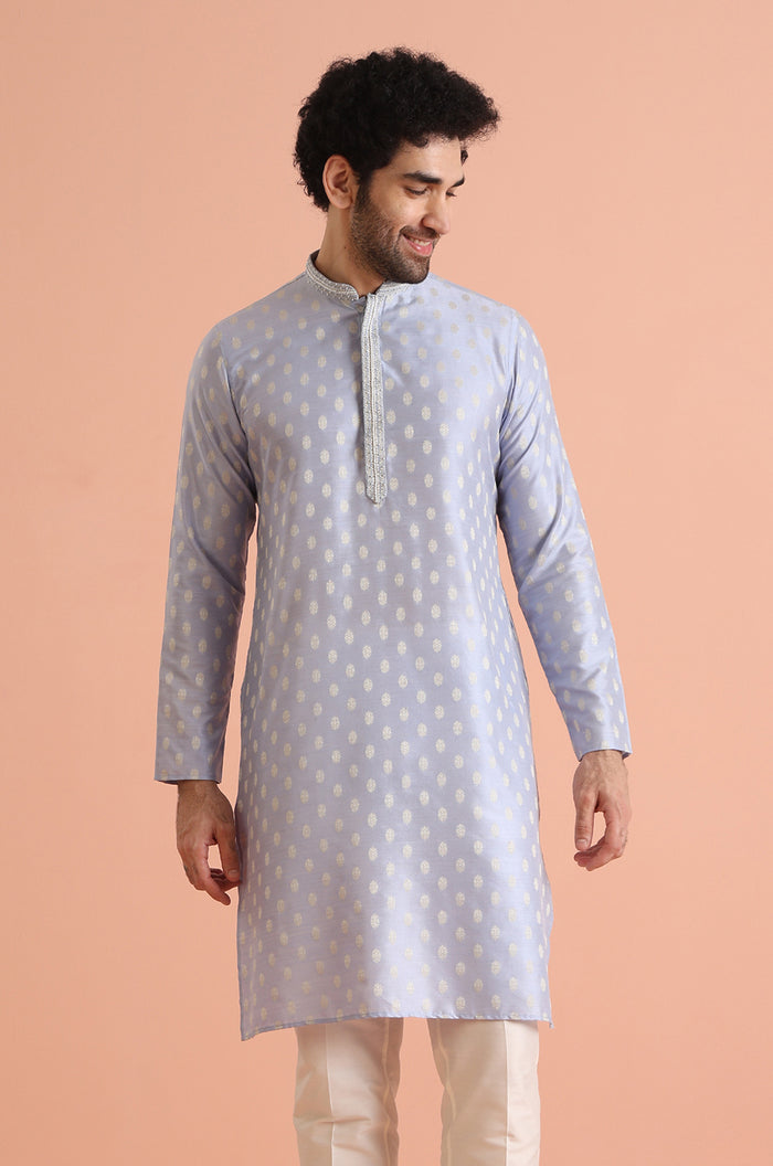 Men Blue Ethnic Motifs Kurta