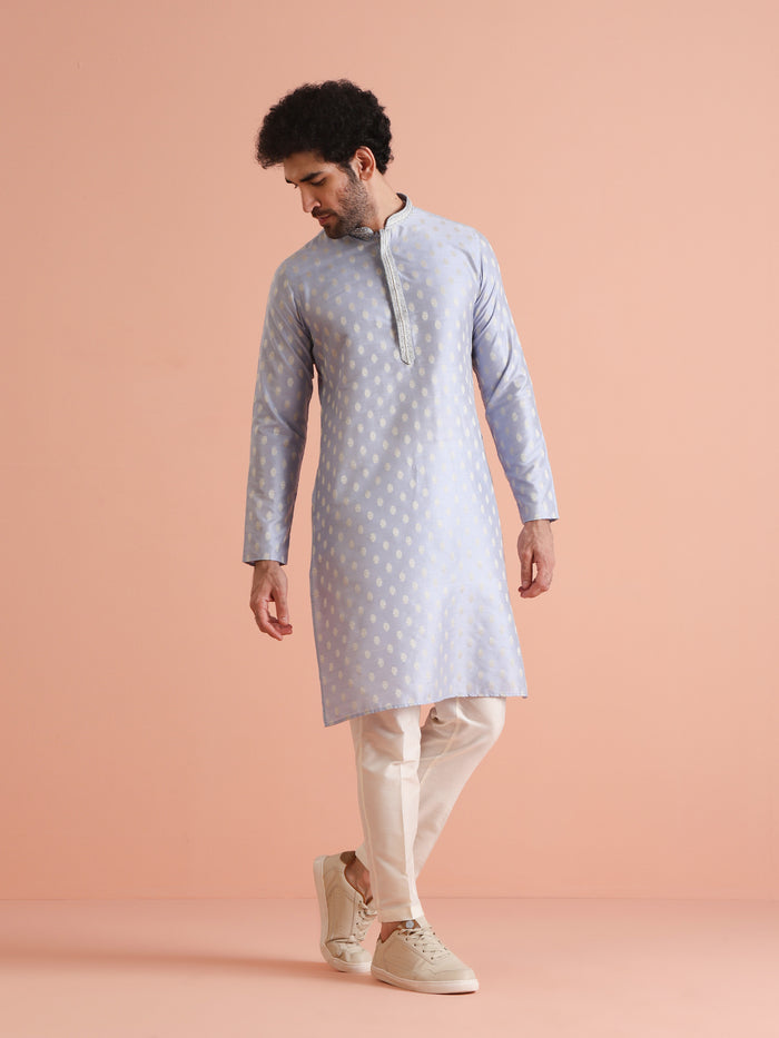 Men Blue Ethnic Motifs Kurta