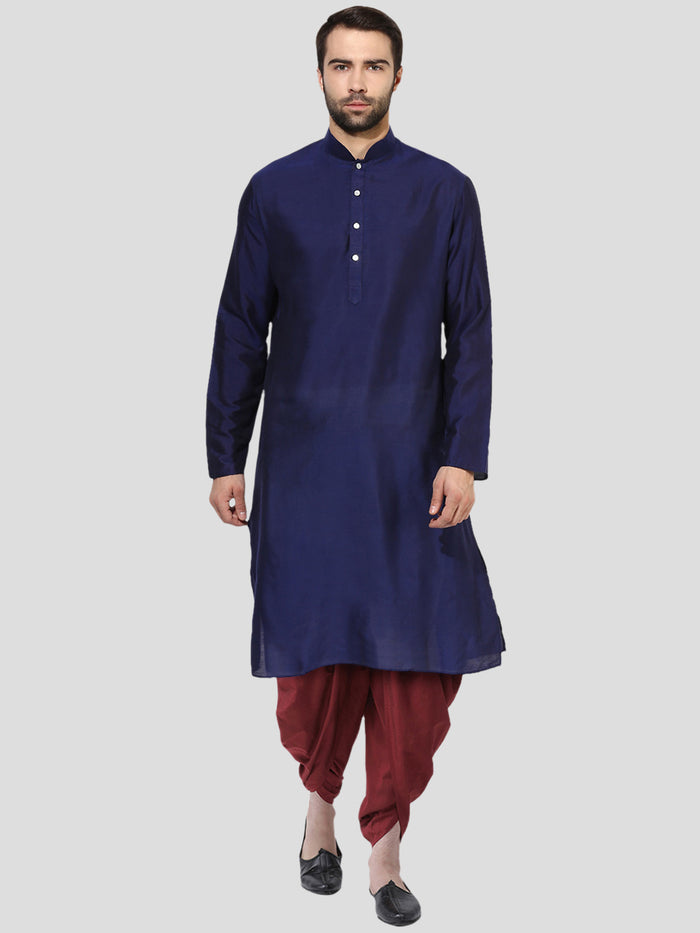 Men Blue Solid Dyed Kurta