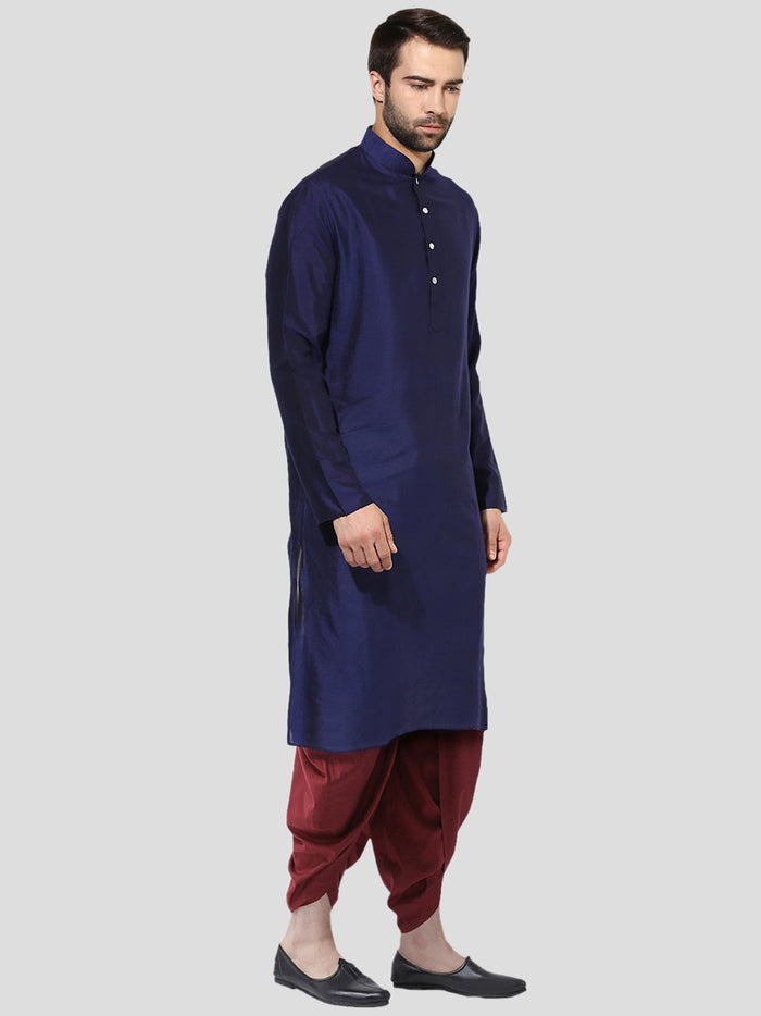 Men Blue Solid Dyed Kurta