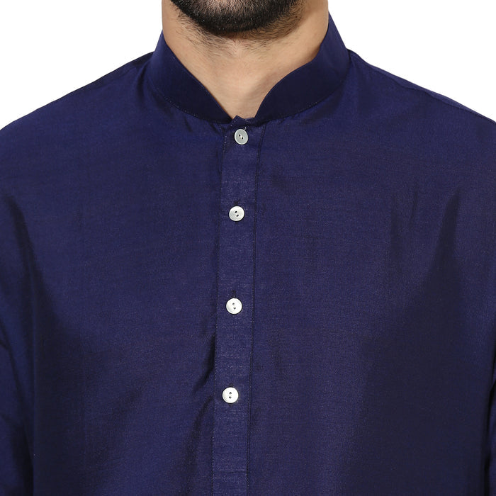 Men Blue Solid Dyed Kurta