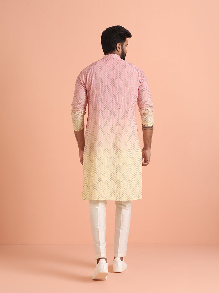 Men Brown Sequinned Kurta Trouser Set