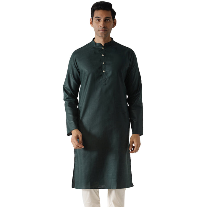 Men Green Solid Dyed Kurta