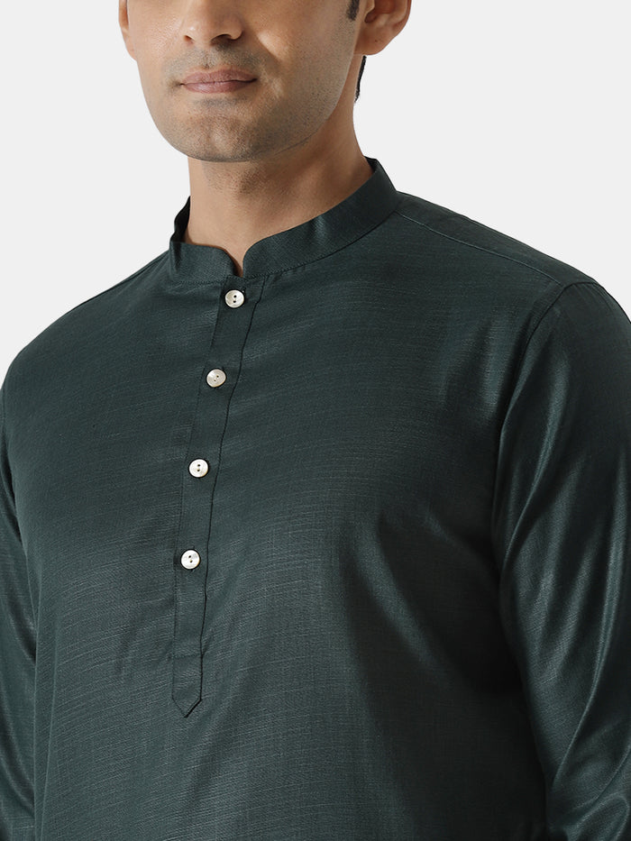 Men Green Solid Dyed Kurta