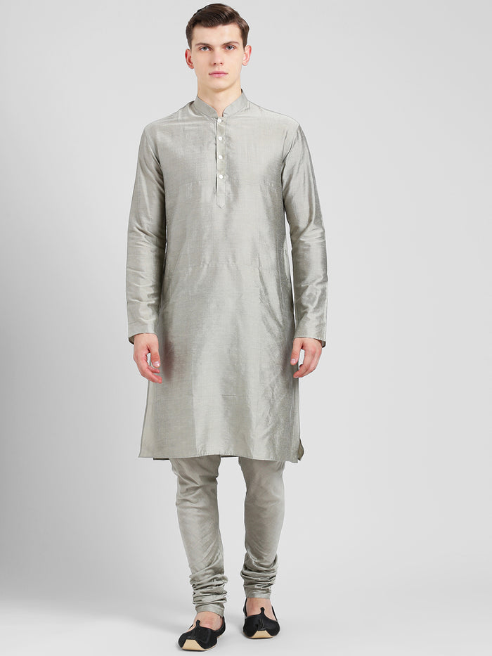 Men Grey Kurta Churidar Set