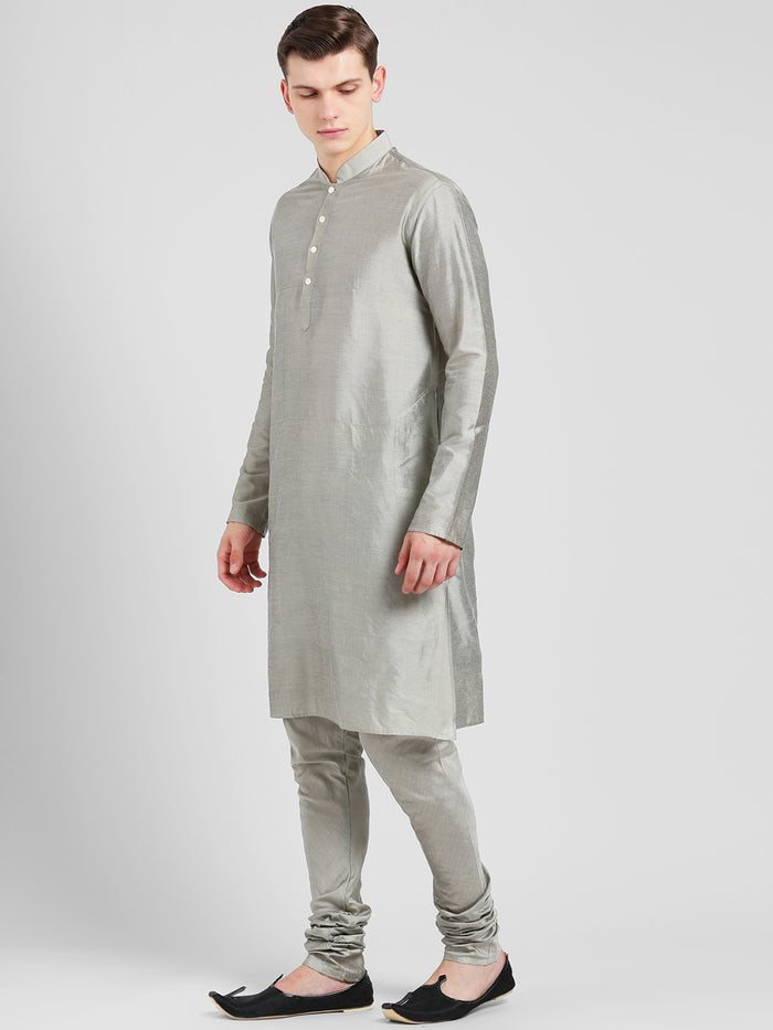 Men Grey Kurta Churidar Set