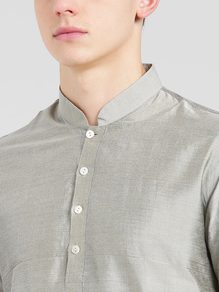 Men Grey Kurta Churidar Set