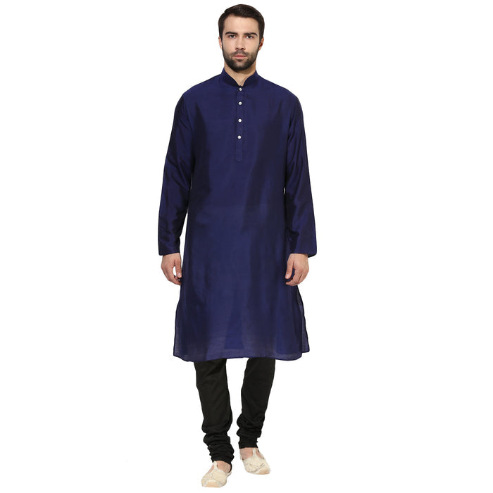 Men Navy Blue Kurta Churidar Set