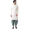 Men Off White Kurta Dhoti Set