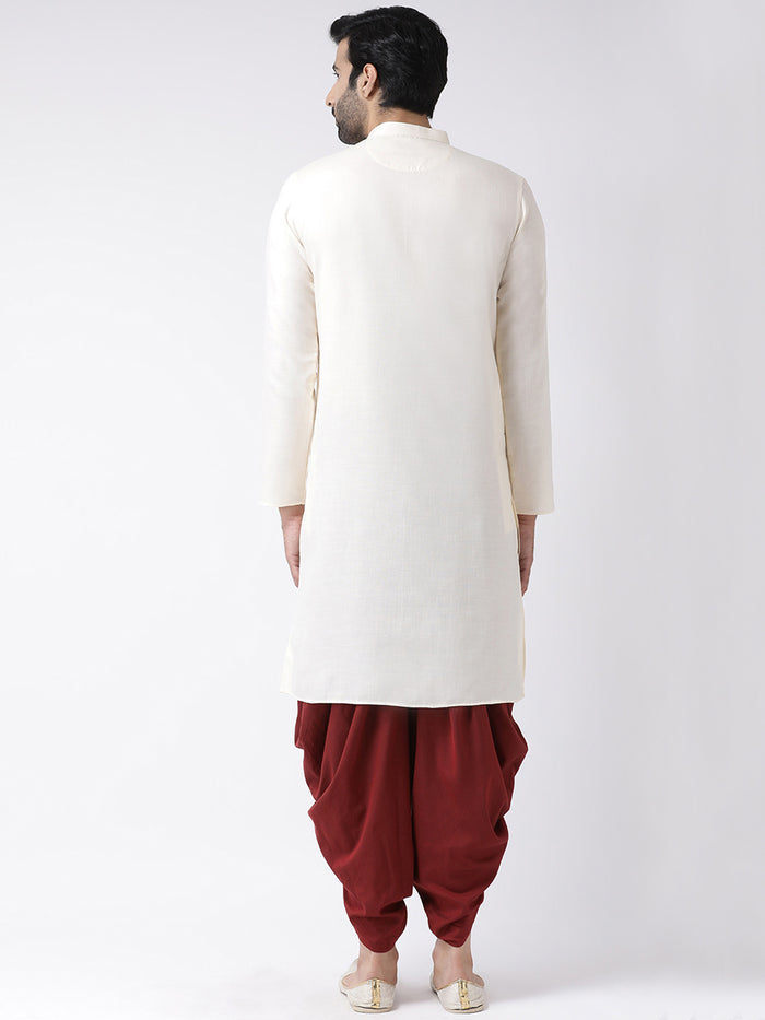 Men Off White Solid Dyed Kurta