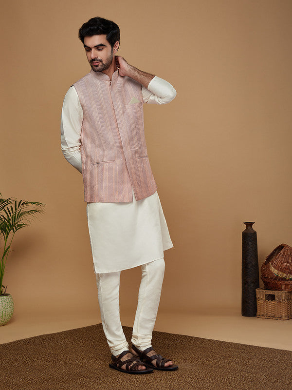 Men Ombre Kurta Jacket Churidar Set