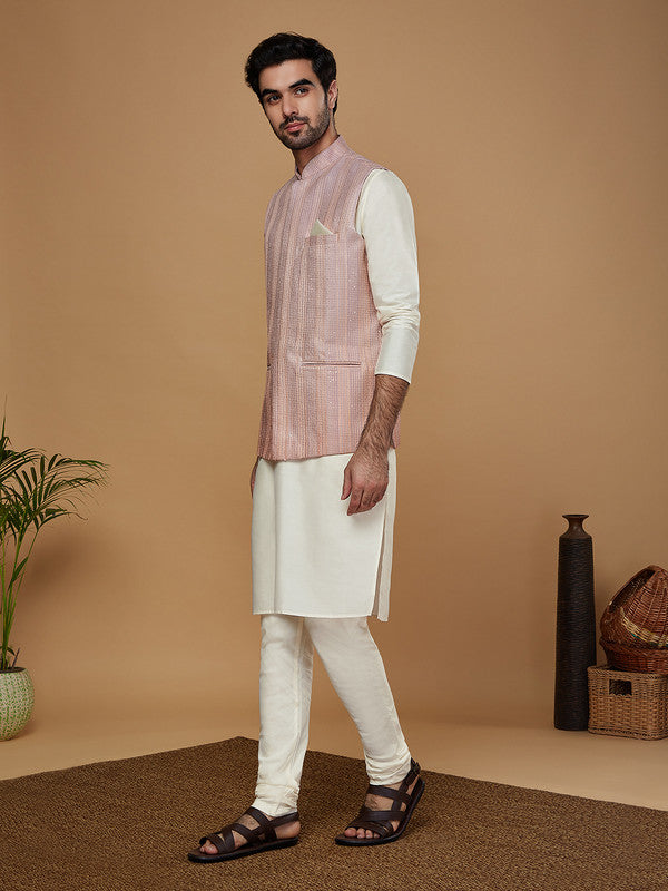 Men Ombre Kurta Jacket Churidar Set
