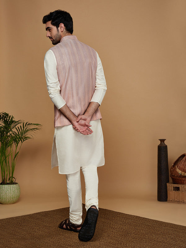 Men Ombre Kurta Jacket Churidar Set