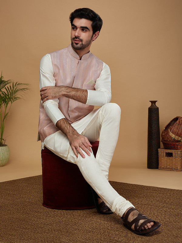 Men Ombre Kurta Jacket Churidar Set