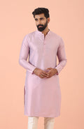 Men Pink Regular Fit Solid Kurta