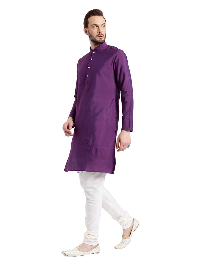 Men Purple Kurta Churidar Set